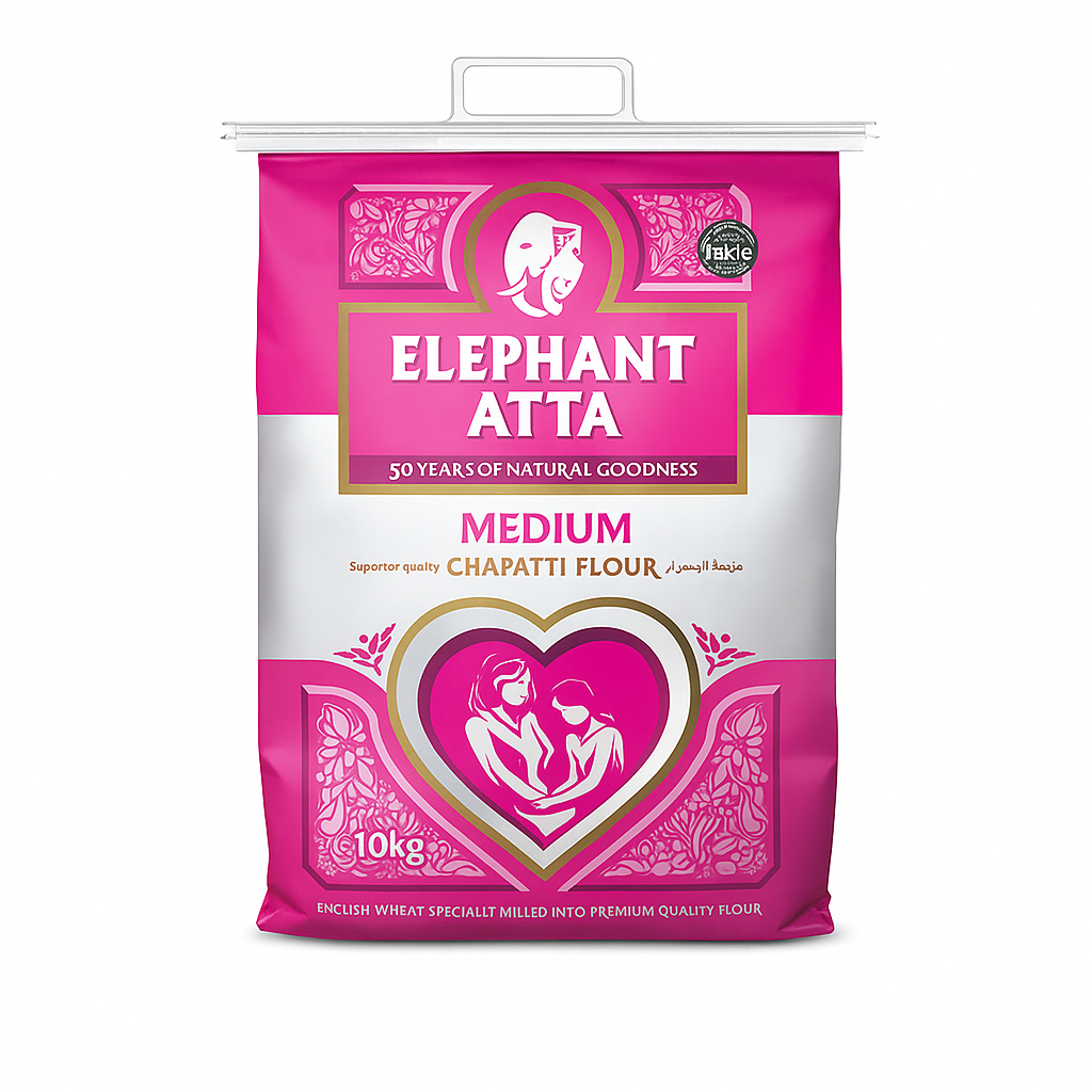 Elephant Atta – Medium Chapatti Flour – 10kg (UK Pink Bag)