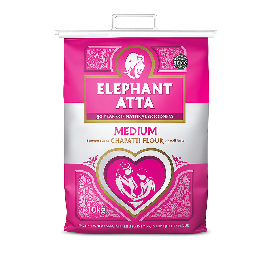Elephant Atta – Medium Chapatti Flour – 10kg (UK Pink Bag)