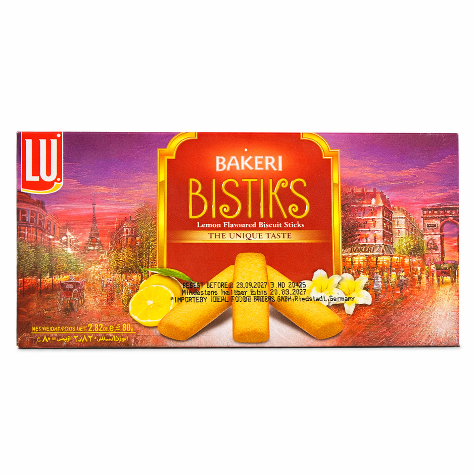 LU Bakeri Bistiks Lemon Flavoured Biscuit Sticks – 80g