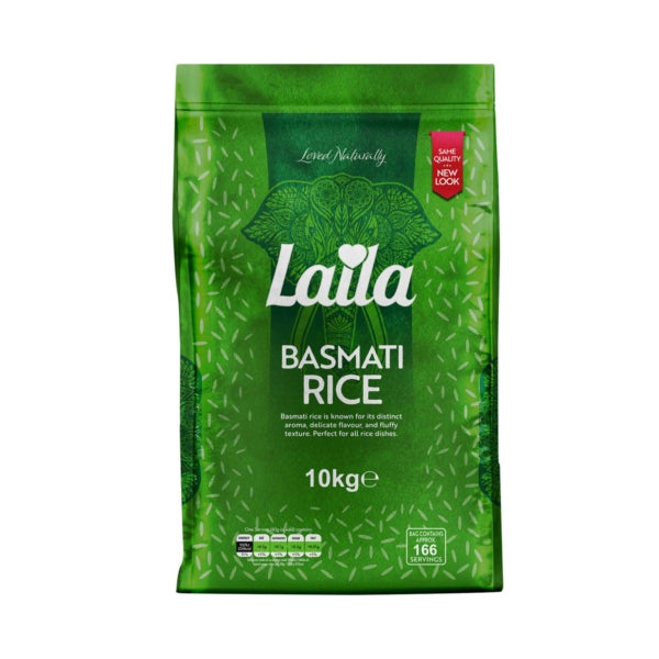 Laila Basmati Rice 10kg – Premium Aromatic Long Grain Rice (Green Pack)